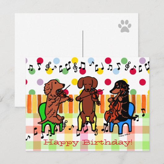 Dackel String Trio Birthday Postkarte (Vorne/Hinten)