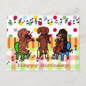 Dackel String Trio Birthday Postkarte (Vorderseite)