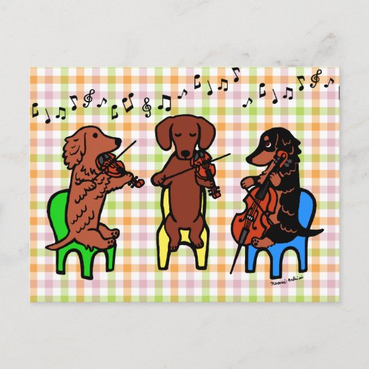 Dackel String Trio Postkarte (Vorderseite)