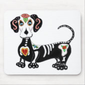 Dackel Sugar Skull Mousepad (Vorne)