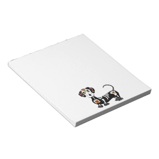 Dackel Sugar Skull Notizblock (angewinkelt)