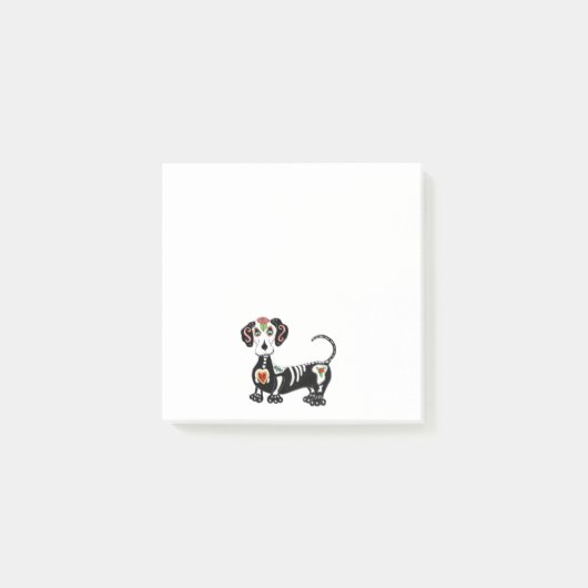 Dackel Sugar Skull Post-it Klebezettel (Vorderseite)