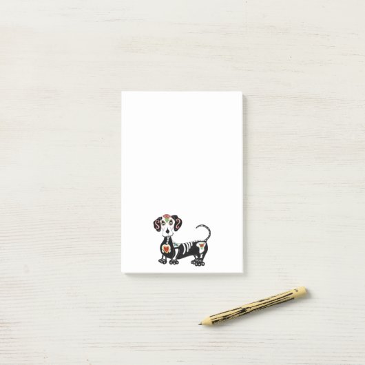 Dackel Sugar Skull Post-it Klebezettel (Auf Schreibtisch)