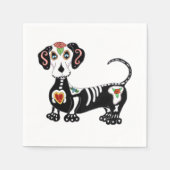 Dackel Sugar Skull Serviette (Vorderseite)