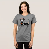 Dackel Sugar Skull Tri-Blend Shirt (Vorderseite voll)