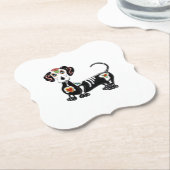 Dackel Sugar Skull Untersetzer (angewinkelt)