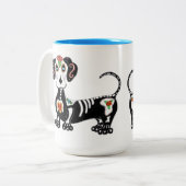 Dackel Sugar Skull Zweifarbige Tasse (Vorderseite Links)