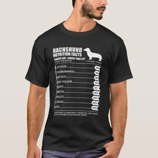 Dackel T Shirt Long Sleeve Weiner Nutrition Fac (Vorderseite)