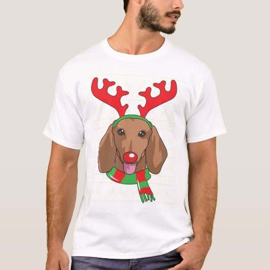 Dackel T - Shirt-lustiges Ren-Weihnachtsgeschenk T-Shirt (Vorderseite)