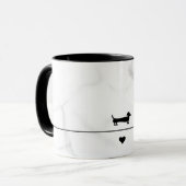 Dackel Tasse aus schwarzem Marmor (Vorderseite Links)