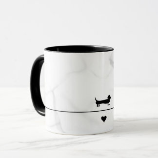 Dackel Tasse aus schwarzem Marmor