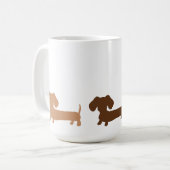 Dackel-Tassen-erdige Brown-Farben Kaffeetasse (Vorderseite Links)