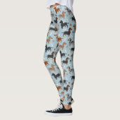 Dackel-Tatzen-und Knochen-Muster-Blau Leggings (Links)
