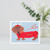 Dackel-Teufel Postkarte (Stehend Vorderseite)