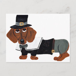 Dackel Thanksgviving Pilgrim Postkarte