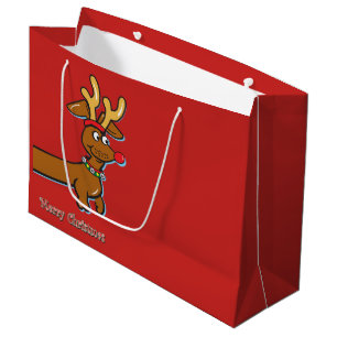 Dackel Tragen von Rentierfäusten Große Geschenktüte