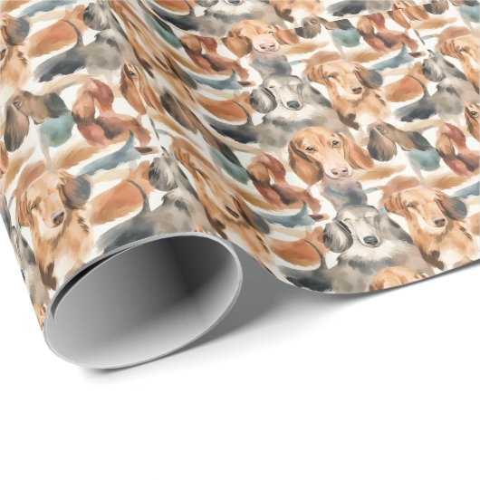 Dackel Träume Aquarellmuster Geschenkpapier (Rolleneckpunkt)