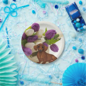 Dackel Tulips Paper Party Plate Pappteller (Party)