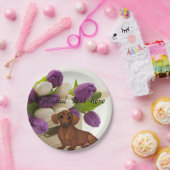 Dackel Tulips Paper Party Plate Pappteller (Party)