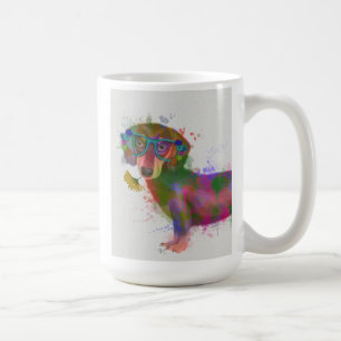 Dackel-u. Glas-Regenbogen-Spritzen Kaffeetasse