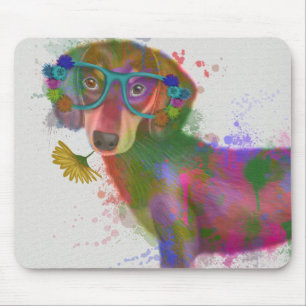 Dackel-u. Glas-Regenbogen-Spritzen Mousepad