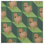 Dackel über grüne Kuben Stoff (Muster)