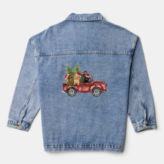 Dackel über Weihnachtsschmuck Weihnachten Weihnach Jeansjacke (Rückseite)