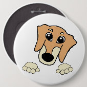 Dackel und cremefarbener Cartoon Button (Vorne & Hinten)