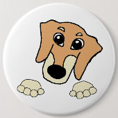 Dackel und cremefarbener Cartoon Button (Vorderseite)
