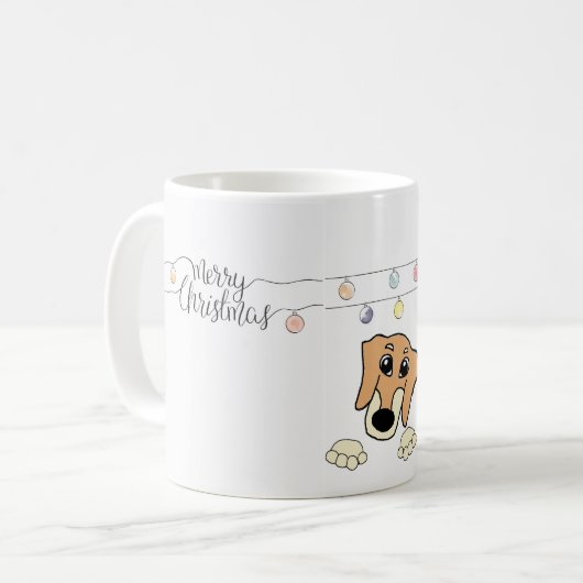 Dackel und cremefarbener Cartoon Kaffeetasse (Vorderseite Links)