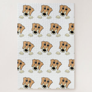 Dackel und cremefarbener Cartoon Puzzle