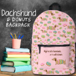 Dackel und Donuts Sweet for Dackel Hunde Bedruckter Rucksack<br><div class="desc">Dackel Hund Liebe und Spaß</div>