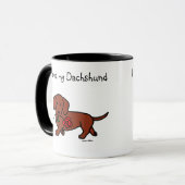 Dackel und ein Blumen-Cartoon Tasse (Vorderseite Links)