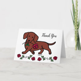 Dackel und ein Rose Cartoon danke Karte