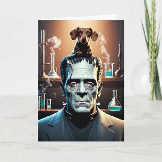 Dackel und Frankensteinkarte Karte (Vorderseite)