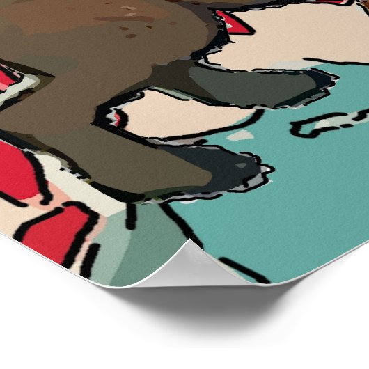 Dackel und Gitarre Poster (Ecke)