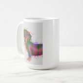Dackel und Gläser Rainbow Splash Kaffeetasse (Vorderseite Links)