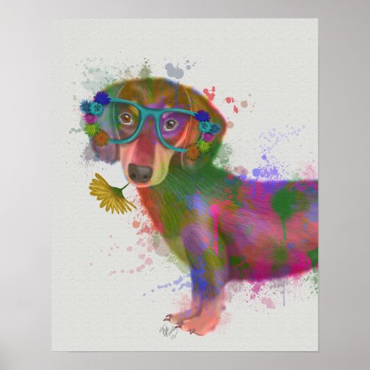 Dackel und Gläser Rainbow Splash Poster (Vorne)