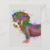Dackel und Gläser Rainbow Splash Postkarte (Vorderseite)