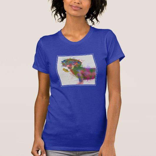 Dackel und Gläser Rainbow Splash T-Shirt (Vorderseite)