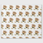 Dackel und hellbrauner Cartoon Geschenkpapier (Flach)