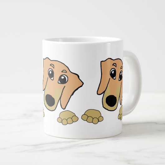 Dackel und hellbrauner Cartoon Jumbo-Tasse (Vorderseite Rechts)