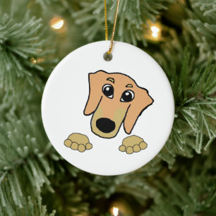 Dackel und hellbrauner Cartoon Keramik Ornament