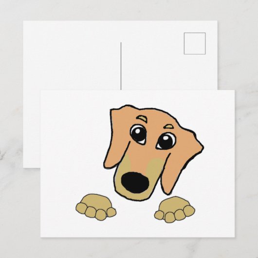 Dackel und hellbrauner Cartoon Postkarte (Vorne/Hinten)