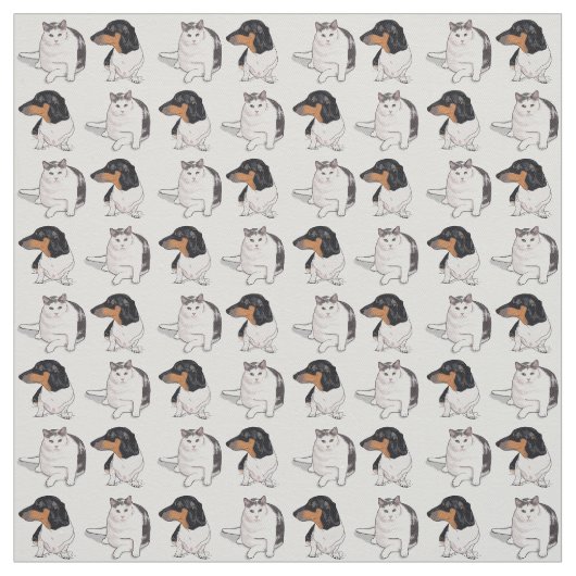 Dackel und japanischer Bobtail Gewebe-Druck Stoff (Muster)