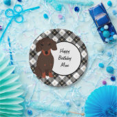 Dackel und Kariertes Personalisiert Pappteller (Party)