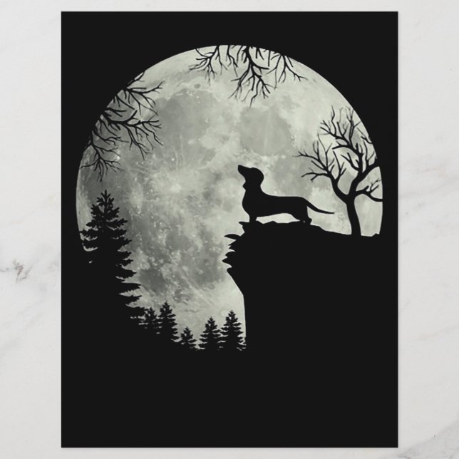 Dackel und MondHalloween Briefbogen (Vorderseite)