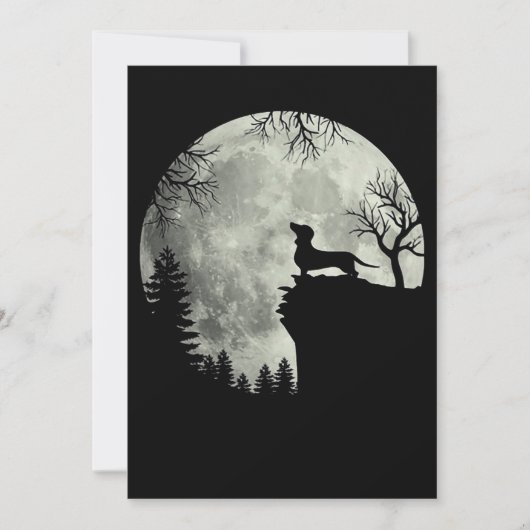 Dackel und MondHalloween Einladung (Vorderseite)