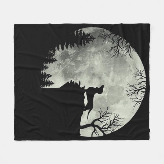 Dackel und MondHalloween Fleecedecke (Vorderseite (Horizontal))