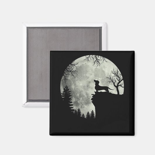 Dackel und MondHalloween Magnet (Vorderseite/Rückseite)